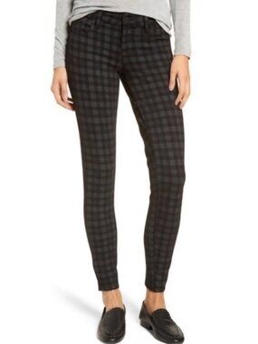 Kut from the Kloth Gingham Skinny Trouser Ponte Check Black Grey Size 8